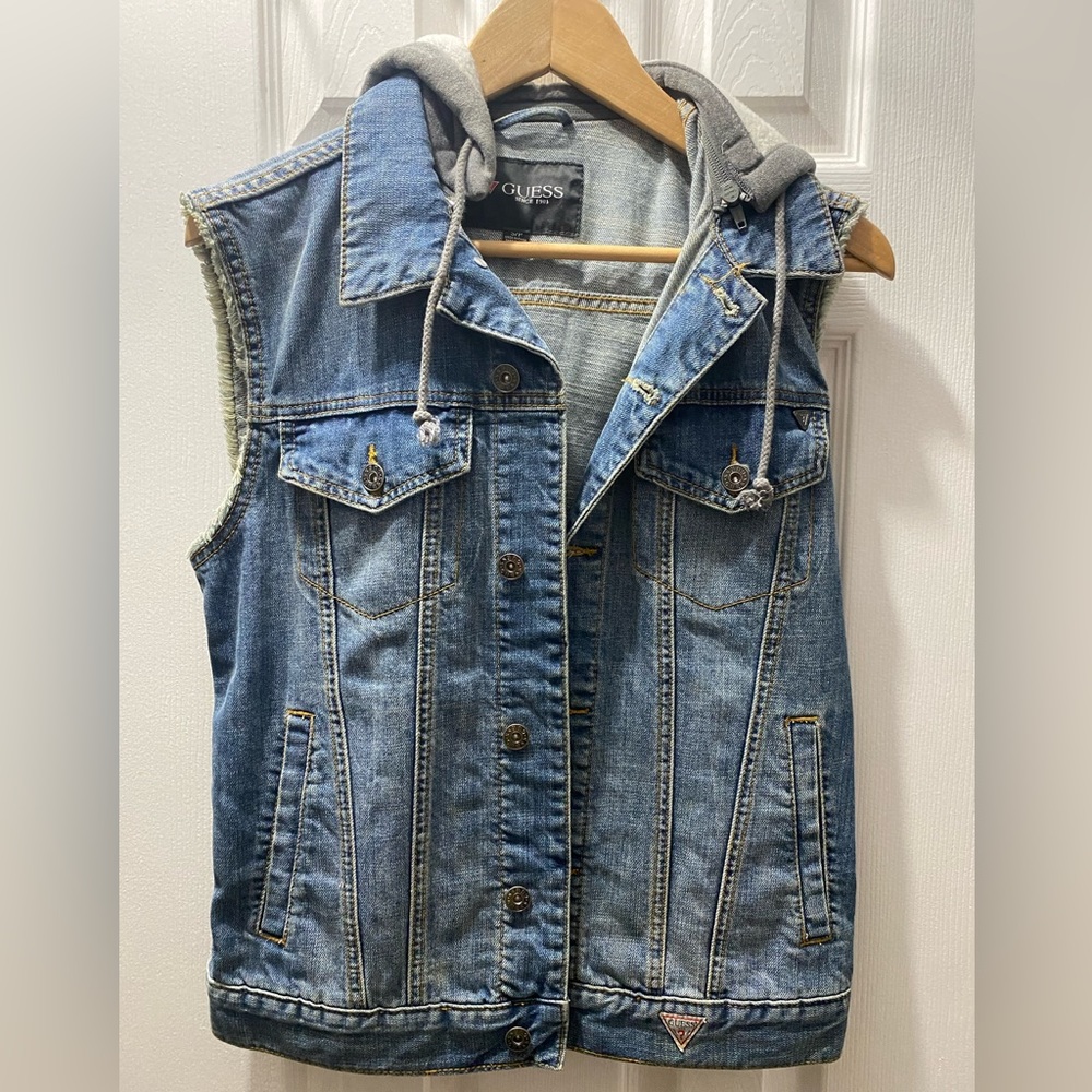 GUESS Vest with hoodie size S men